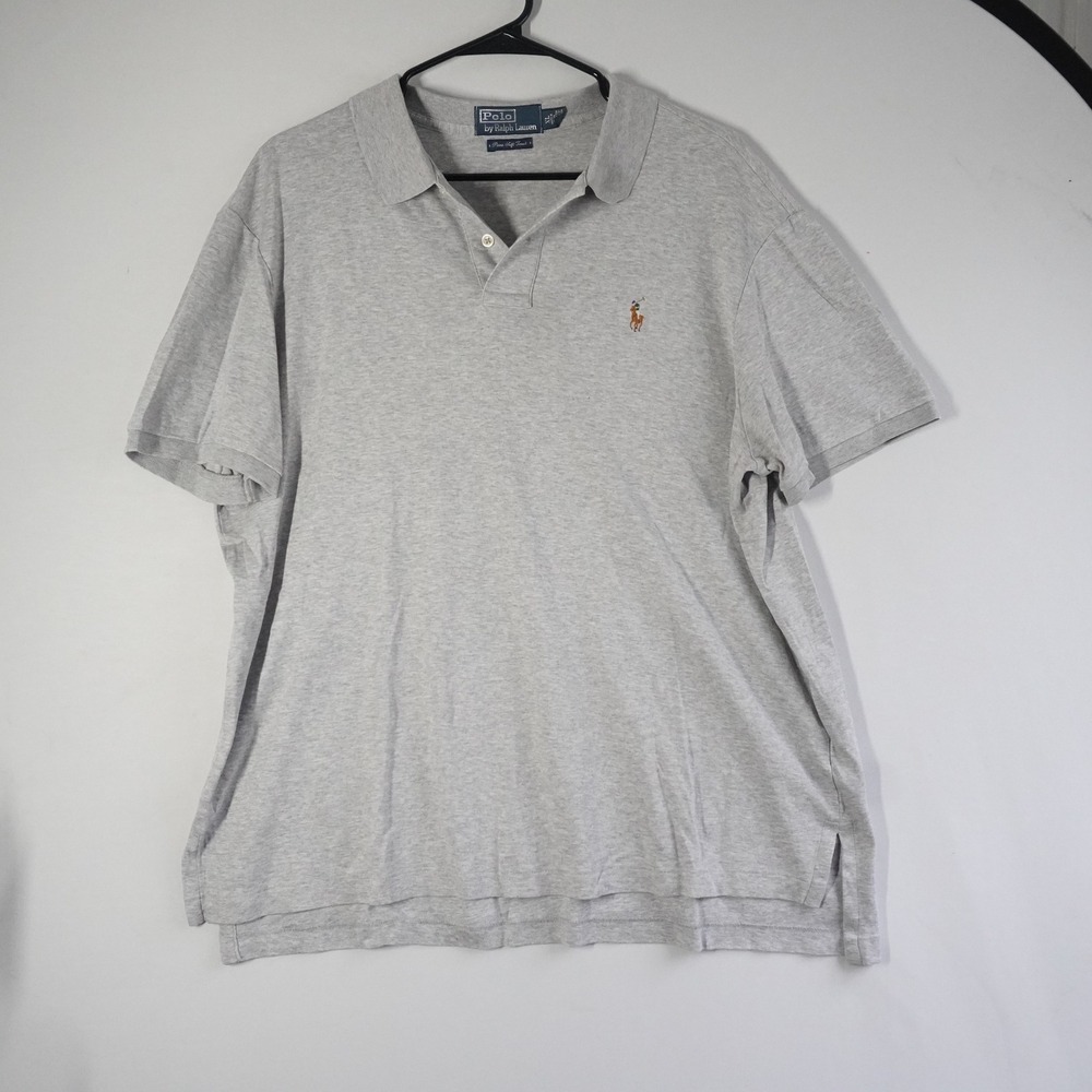 Polo Ralph Lauren Mens XL Grey Pima Soft Touch Cotton Short Sleeve Polo Shirt